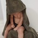 Hooded οργανική πετσέτα μπάνιου - Bear Khaki