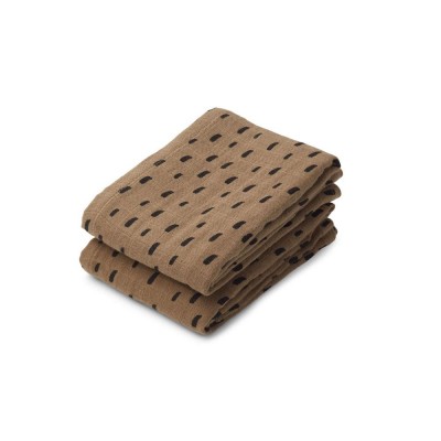 Set of 2 Lewis Muslin cloth - Graphic Khaki