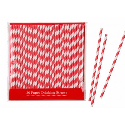 Red Stripes Paper Straws