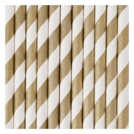 Paper Straws - Gold Stripes