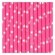 Fuschia Paper Straws with white Stars
