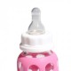 Pink Baby Glass Bottle with silicone sleeve -120 ml