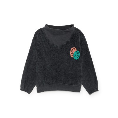 Sweatshirt Happy Sad Rib Collar